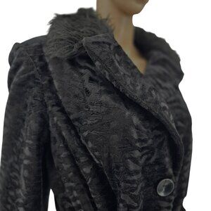Torrid Black Belted Velboa Trench Coat With Faux Fur Trim, Women's XL